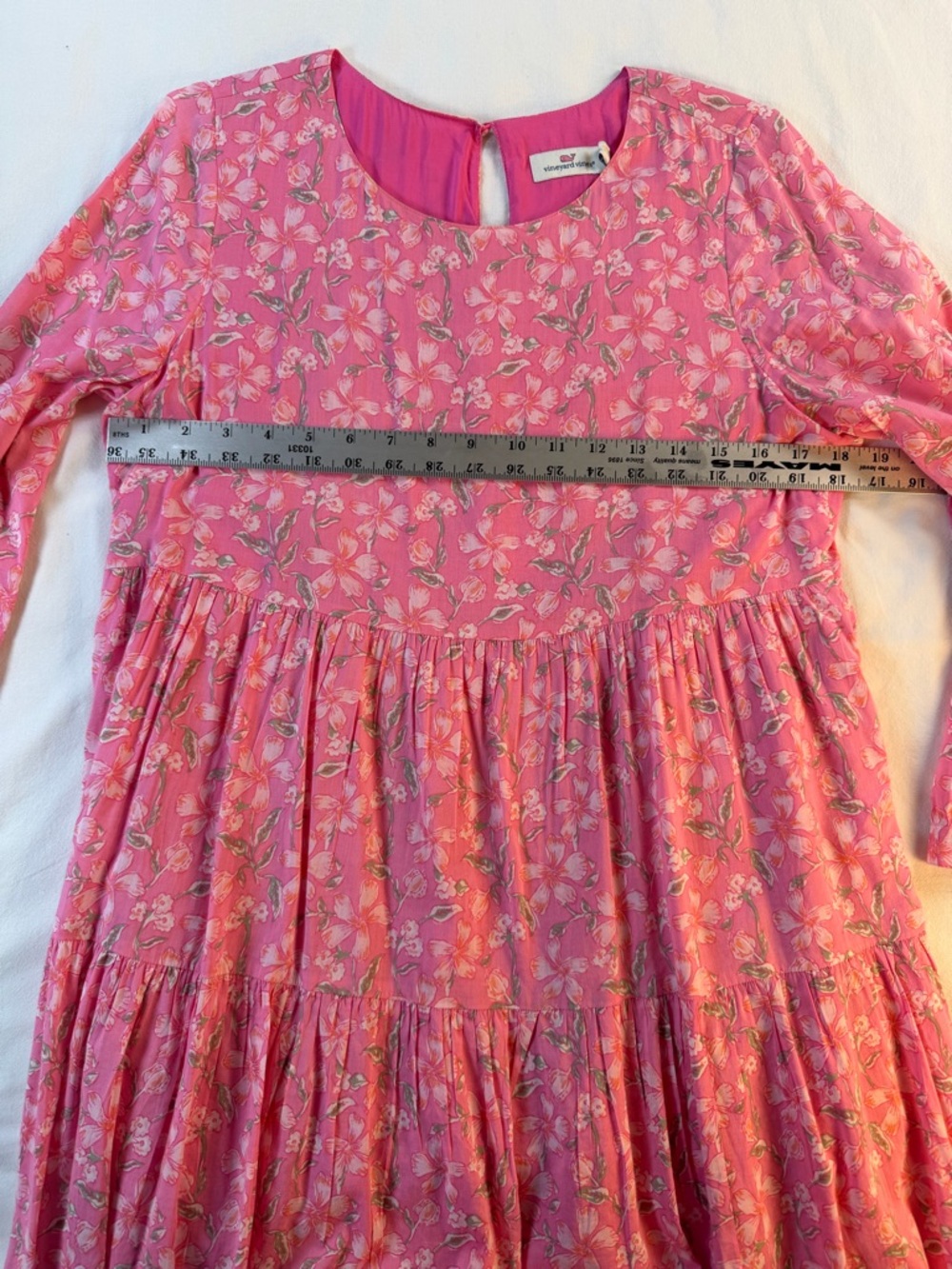 Vineyard Vines Oleander Floral Tiered Long Sleeve Dress Size Small - Picture 3 of 8